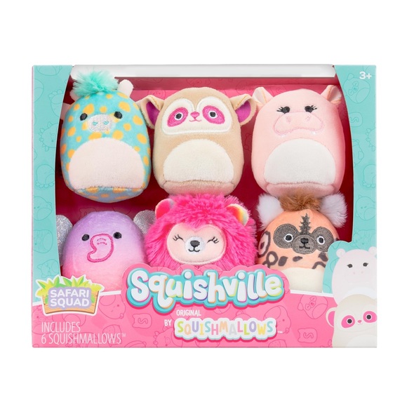 Squishville Mini Squishmallows Plüschfiguren 6er-Pack Safari Squad 5 cm